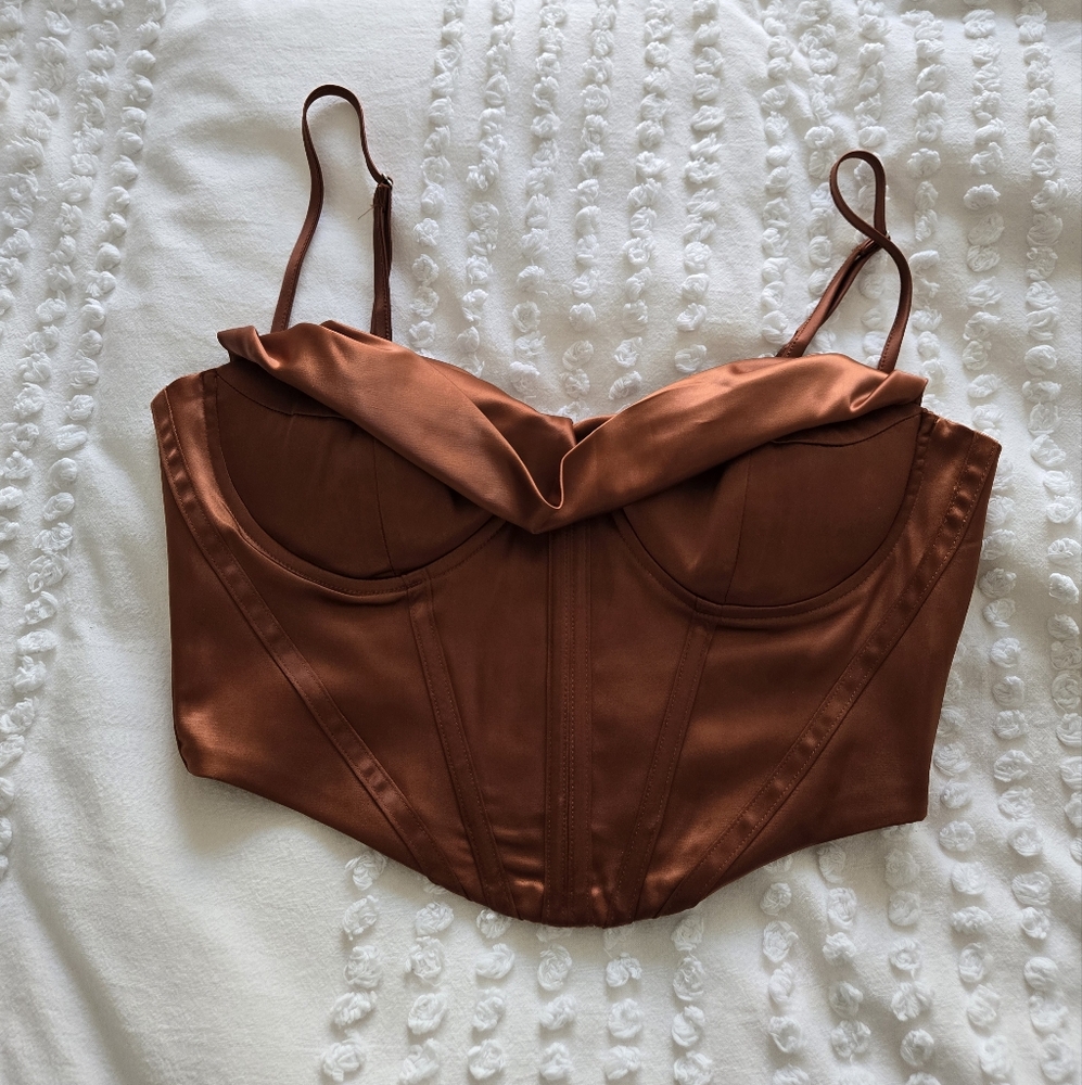 Bronze Satin Cropped Corset